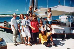 The cast and crew of the film after 21 days of shooting in the Bahamas.