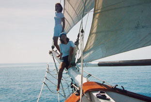 Actresses Tamara Jefferies and Amy Caudil brave a venture onto the infamous widow-maker..